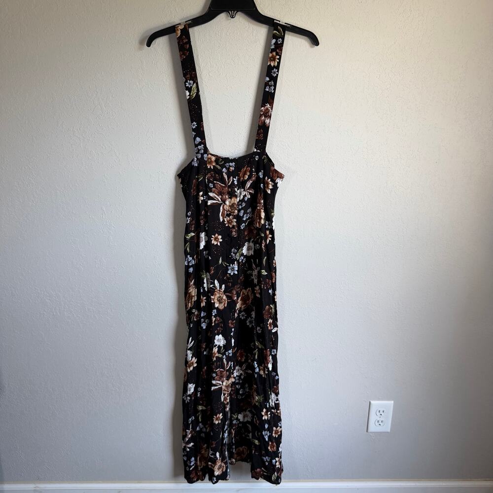 Sage the Label Black Cream Blue Floral Jumper Button Up Midi Dress Womens XS